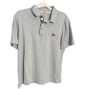 Burberry Gray Polo Shirt with Ribbed Cuffs